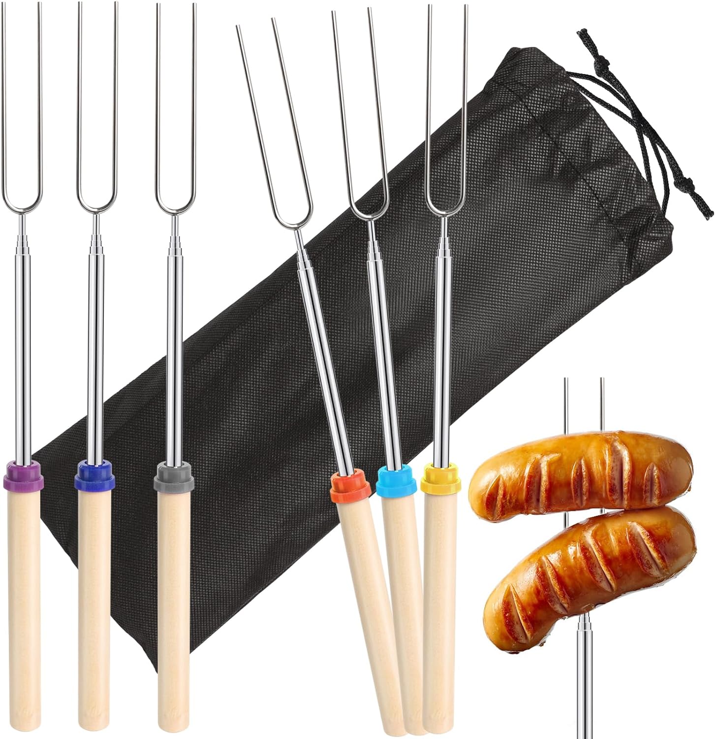 Corn Dog Stick - 6 szt. Teleskopowe widelec do grilla